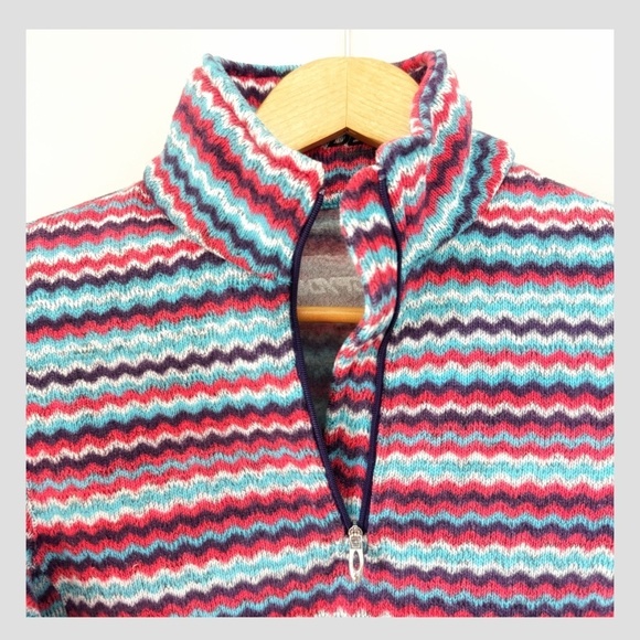 Spyder Savona 1/4 Zip Fleece Mock Neck Colorful Stripe Pullover Top Shirt Size 8 - Picture 4 of 14